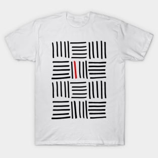 BLACK, WHITE, AND RED LINES - Hand Drawn Original Design T-Shirt